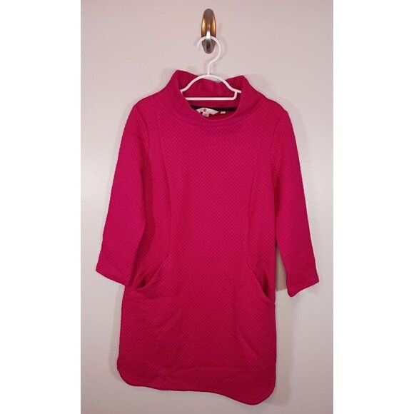 Boden Barbiecore Career Textured Knit Shift Tunic Pink Midi Dress Size 4 - Picture 1 of 6